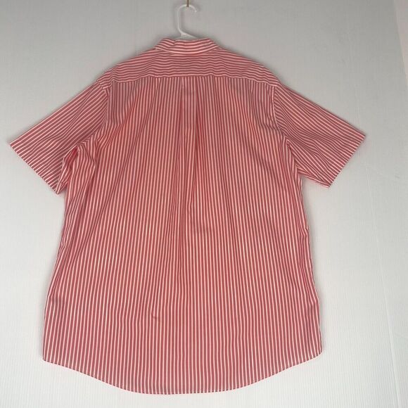LL Bean Button Up Shirt Mens Size L Tall Pink Striped Short Sleeve 100% Cotton - Picture 2 of 13